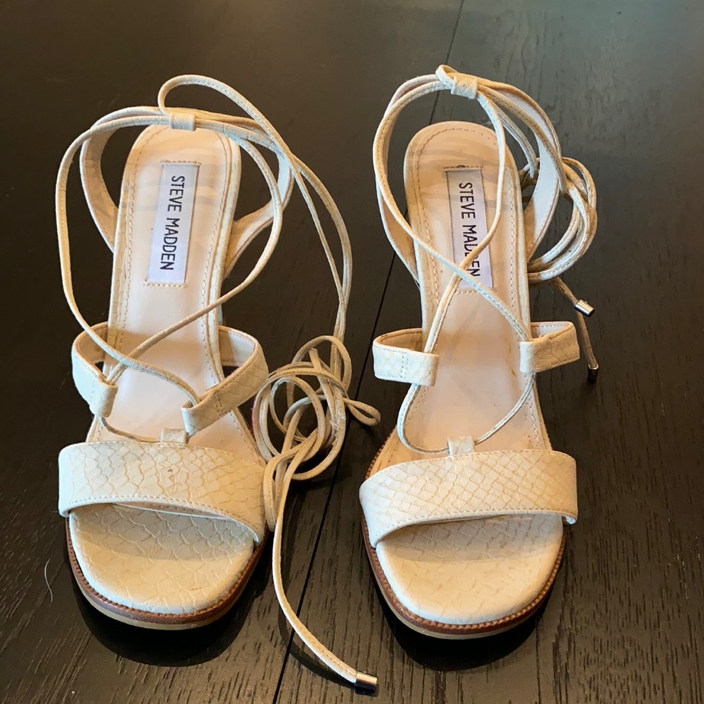 Tan ankle strap dress sandals